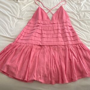 Elegant Pink Strappy Mini Dress